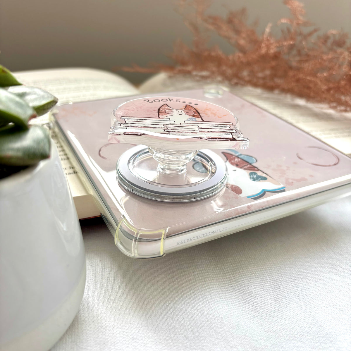 MagSafe PopGrip E-reader Reading Cat